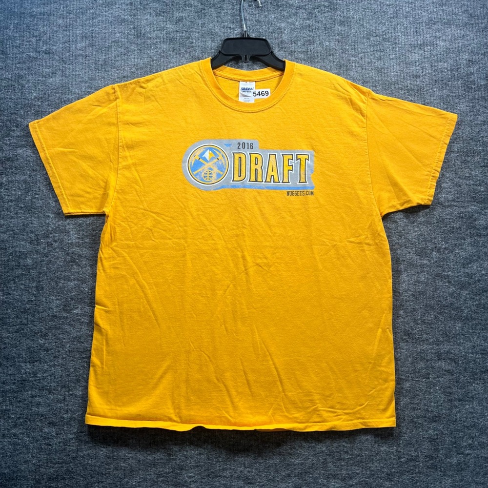 Gildan Denver Nuggets 2016 Draft T-Shirt Mens XL Yellow NBA Graphic Tee